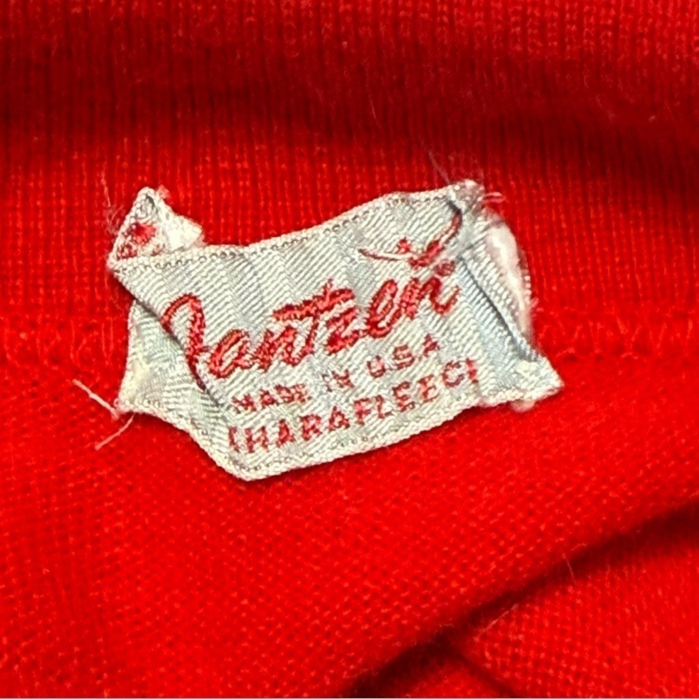 Vintage Jantzen Red Knit Short Sleeve Sweater Mock Neck Mohair Wool Blend Sz S - Picture 7 of 9